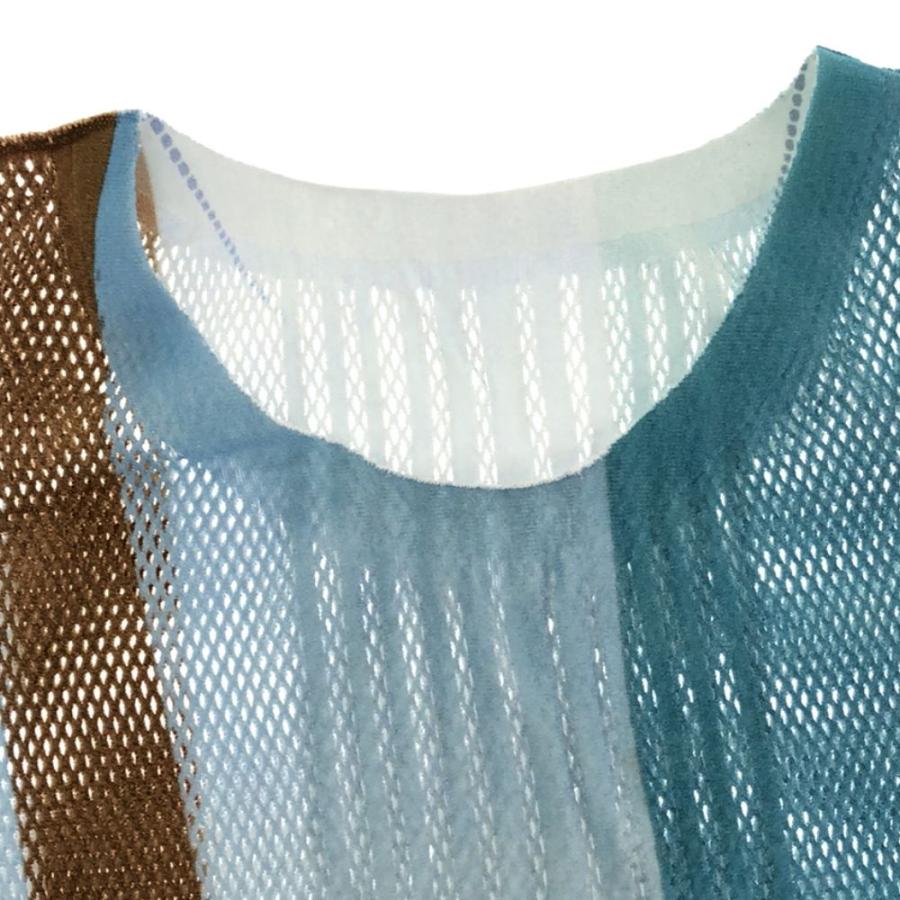 美品 ISSEYMIYAKE イッセイミヤケ IM82KK725 メッシュトップス 2 半袖 風景柄 プリント レディース AY5761W2 ISSEY MIYAKE（イッセイミヤケ） 美品 IM82KK725 メッシュトップス 2