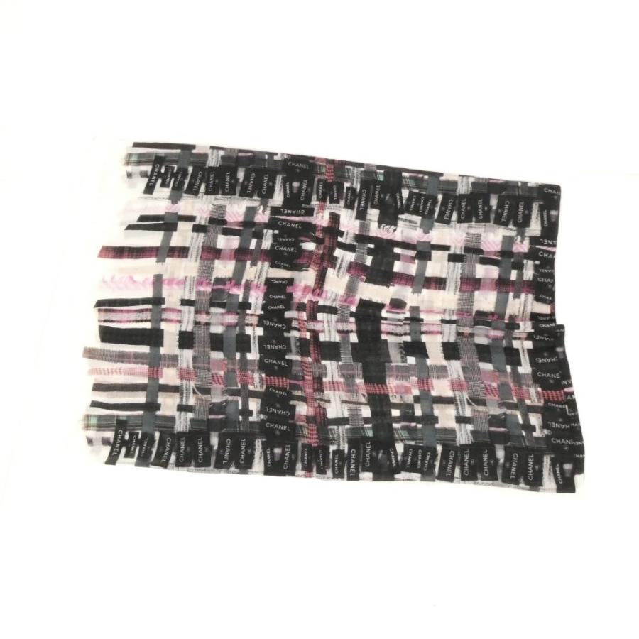 CHANEL 美品 シャネル ストール カシミヤ100％ ロゴタグ 希少 レア