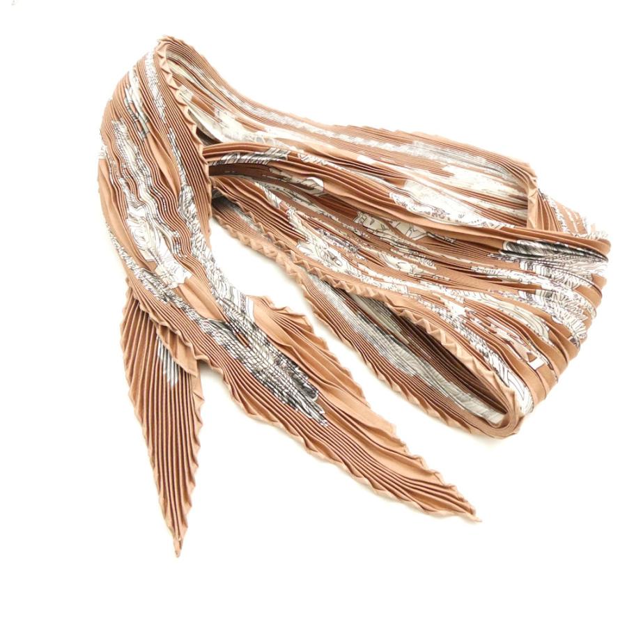 美品本物 HERMES エルメス プリーツスカーフ カレシルク100％ HERMES（エルメス） 美品 プリーツスカーフ シルク100% AY7658