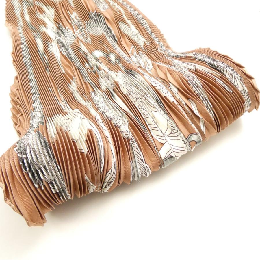 美品本物 HERMES エルメス プリーツスカーフ カレシルク100％ HERMES（エルメス） 美品 プリーツスカーフ シルク100% AY7658