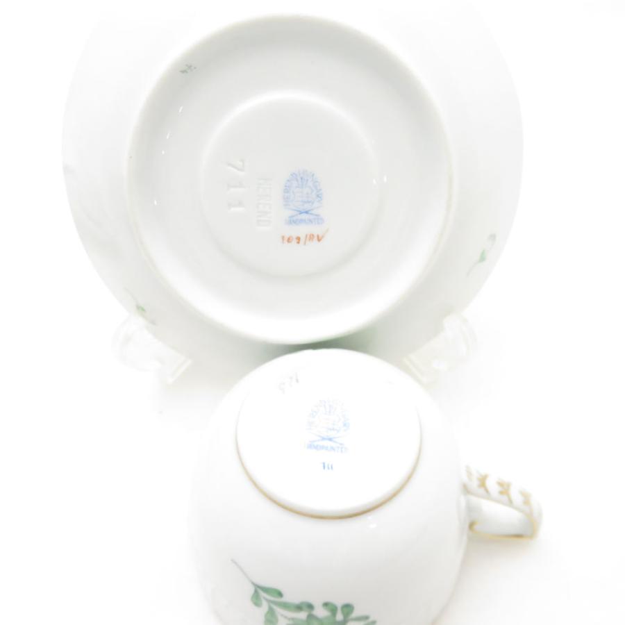 美品 Herend ヘレンド アポニーグリーン AV モカカップ＆ソーサー 2客 ペア SC10031C2の画像