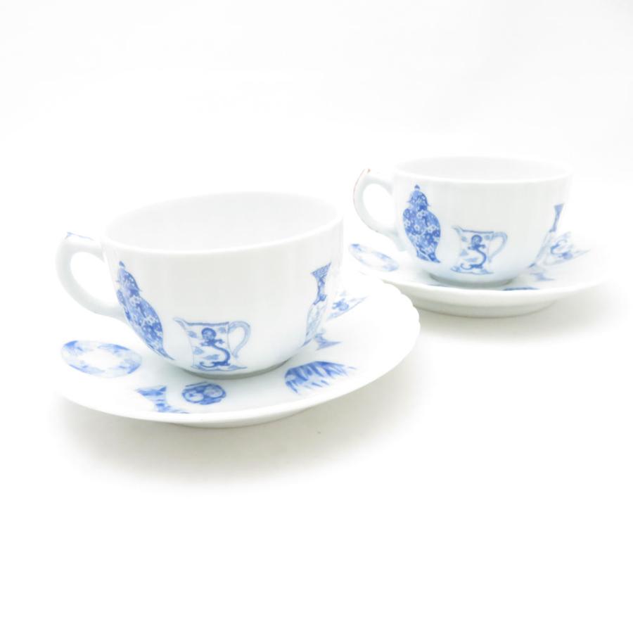 深川製磁 ブルーチャイナ 菊割紅茶碗皿 ペア 深川製磁 - FUKAGAWA-SEIJI