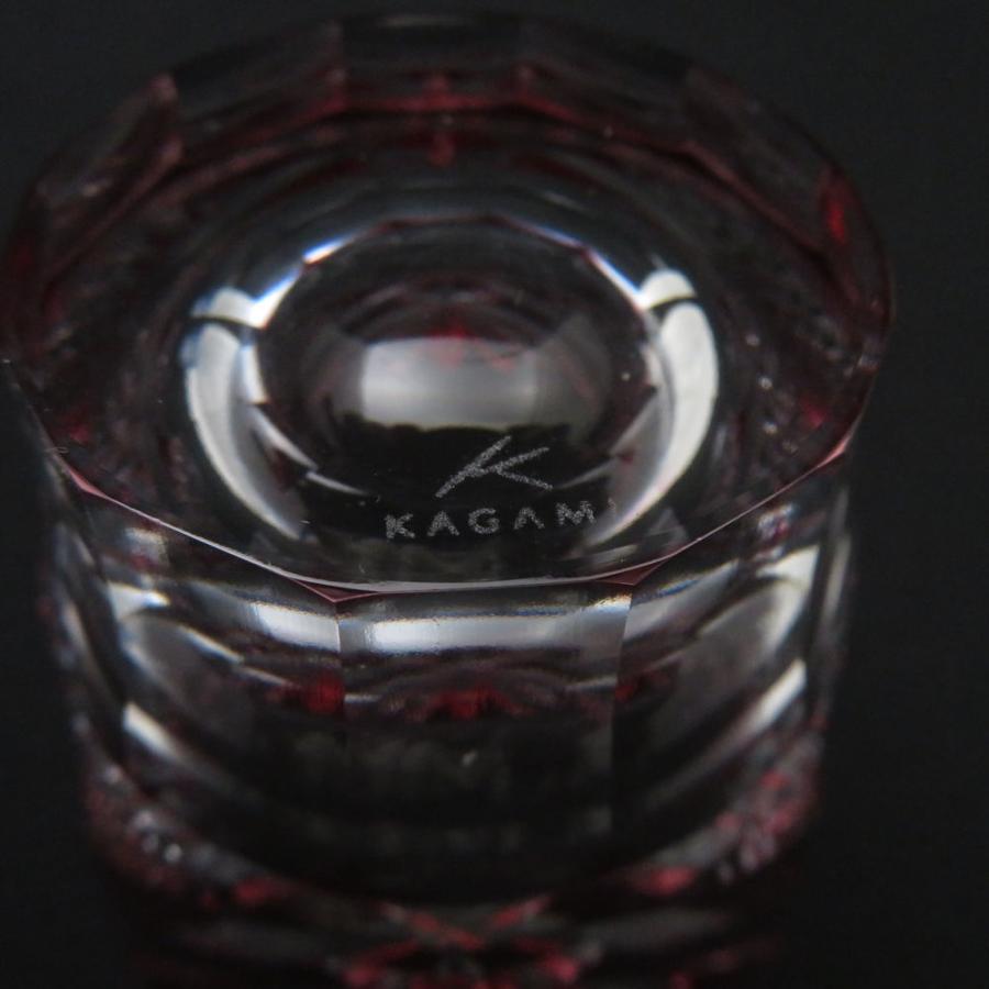 未使用 KAGAMI カガミクリスタル TPS615-2950-AB 江戸切子 富士 冷酒杯 2点 ペア グラス ブルー/レッド 青富士・赤富士 SC11030L1の画像