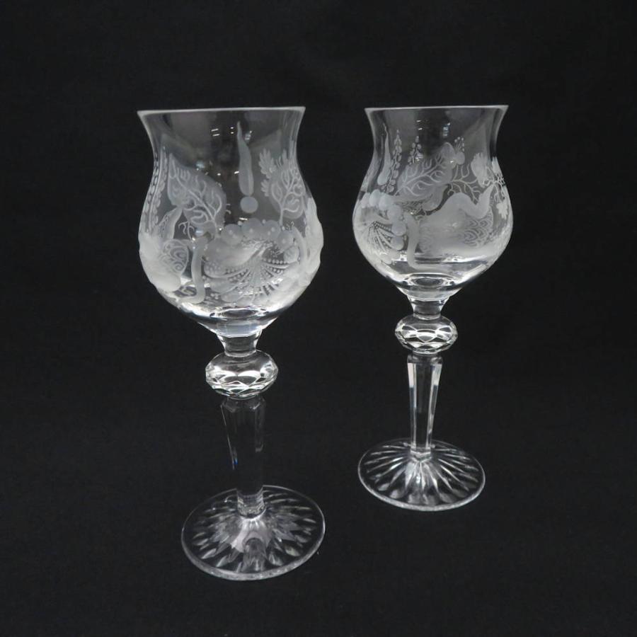 Meissen Crystal マイセンクリスタル ブルーオーキッド ワイングラス 2