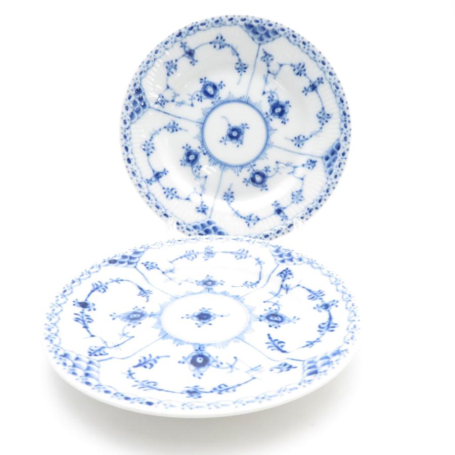 ロイヤルコペンハーゲン　ブルーフルーテッド　ケーキ皿　ペア ブルーフルーテッド ハーフレース ケーキ ディッシュ 足つき
