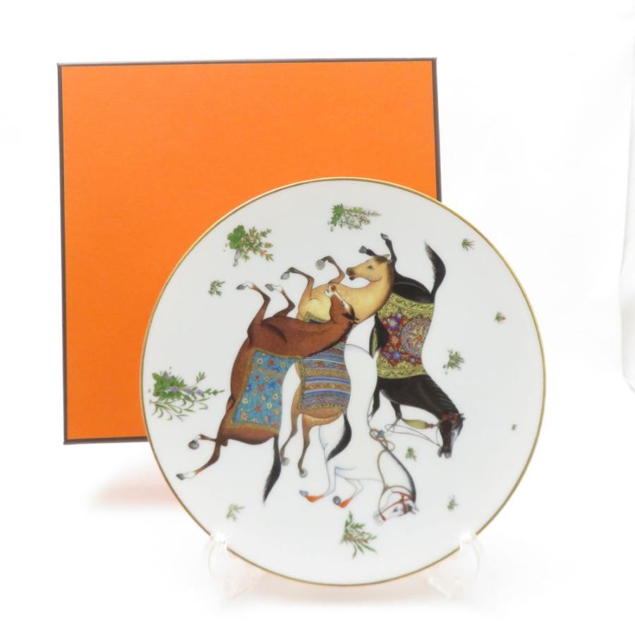 HERMES　エルメス　シュヴァルドリアン　皿 エルメス/シュヴァルドリアン/食器/陶器/レッド×白×マルチ/新品同様の