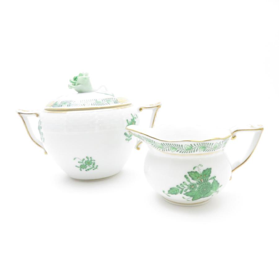 Herend ヘレンド アポニー・グリーン シュガーポット＆クリーマー