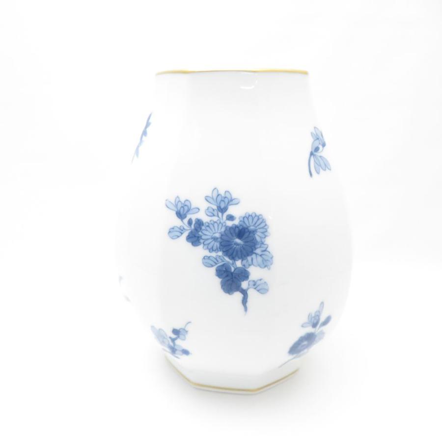 蔵出 道入? 道八? 染付 花器 花瓶 花入 飾り 陶器 工芸品 大倉陶園 OKURA 染付金彩 菊梅菖蒲竹四君子文 花瓶 八角 フラワー