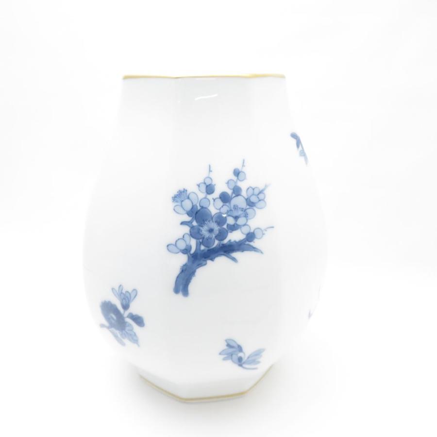 大倉陶園 OKURA 染付金彩 菊梅菖蒲竹四君子文 花瓶 八角 フラワー