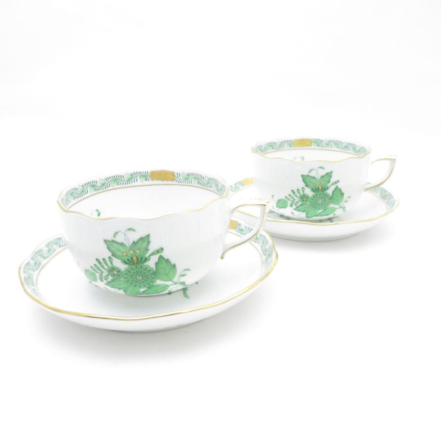 未使用保管品☆ヘレンド アポニーグリーン19cmプレート2枚 新品未使用】ヘレンド アポニー・グリーン ティーカップ デザート