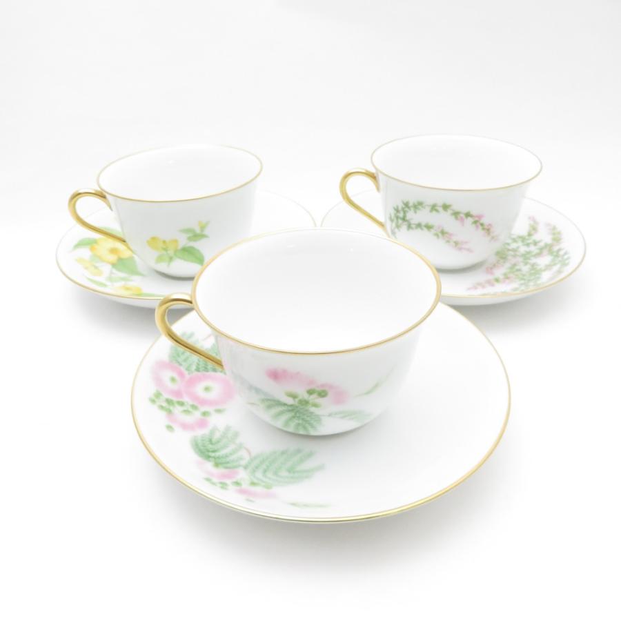 大倉陶園 美品 OKURA 日本花の会 美しい花 カップ＆ソーサー 3客
