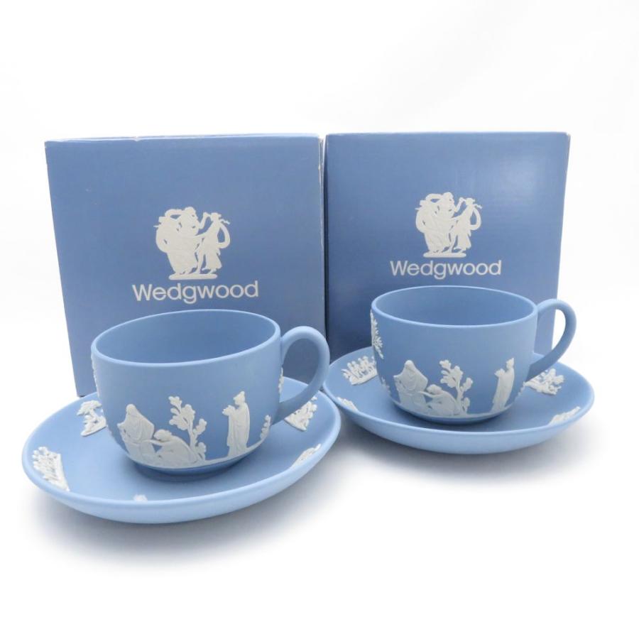 WEDGWOOD 美品 ウェッジウッド ジャスパー カップ＆ソーサー 2客 ペア 