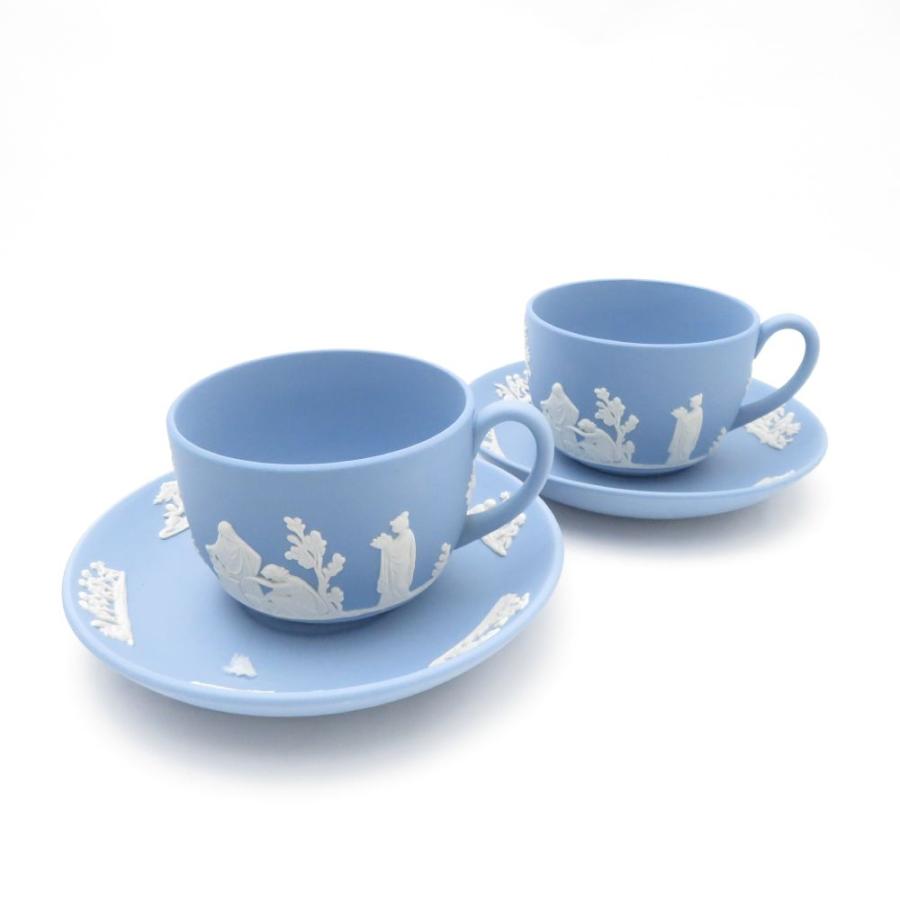 WEDGWOOD 美品 ウェッジウッド ジャスパー カップ＆ソーサー 2客 ペア 