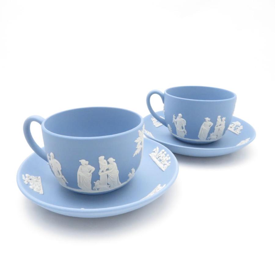WEDGWOOD 美品 ウェッジウッド ジャスパー カップ＆ソーサー 2客 ペア 