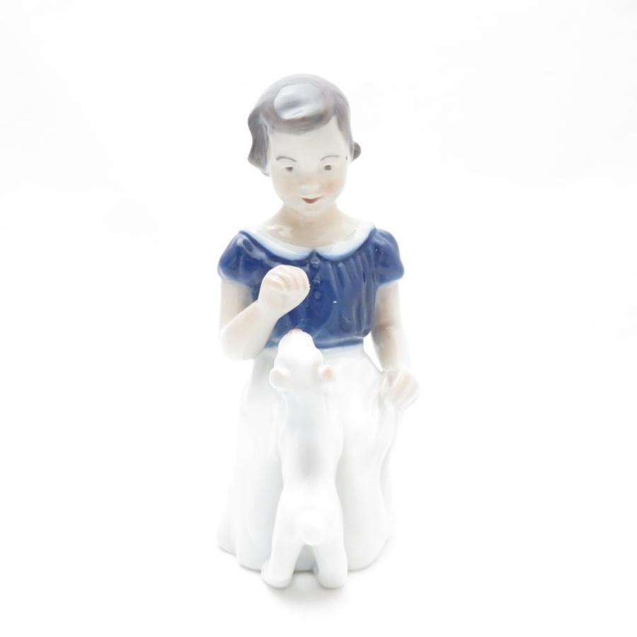 ロイヤルコペンハーゲン 2003年 フィギュリン 少年と犬 少女とそり ペア ROYAL COPENHAGEN（ロイヤルコペンハーゲン） 美品 少女と犬 フィギュ