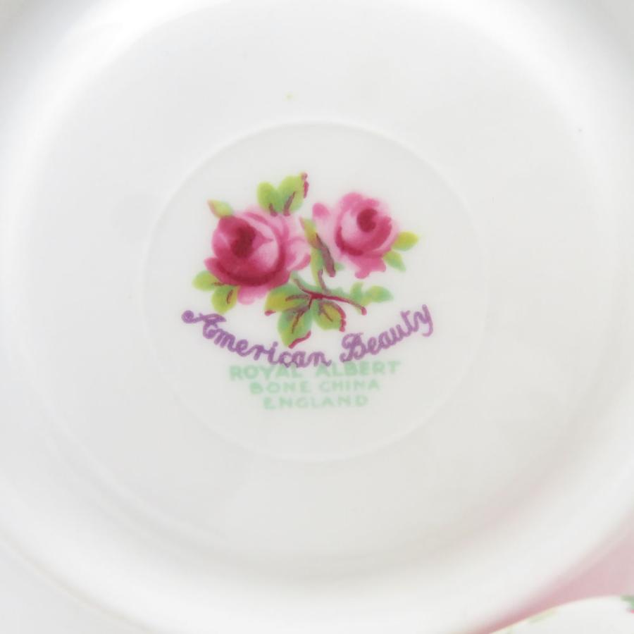 美品   ロイヤルアルバート アメリカンビューティー デミタスカップ＆ソーサー 6客 セット コーヒー 金彩 薔薇 レア 希少 SU11480L1 Royal Albert 美品 ロイヤルアルバート アメリカンビューティー
