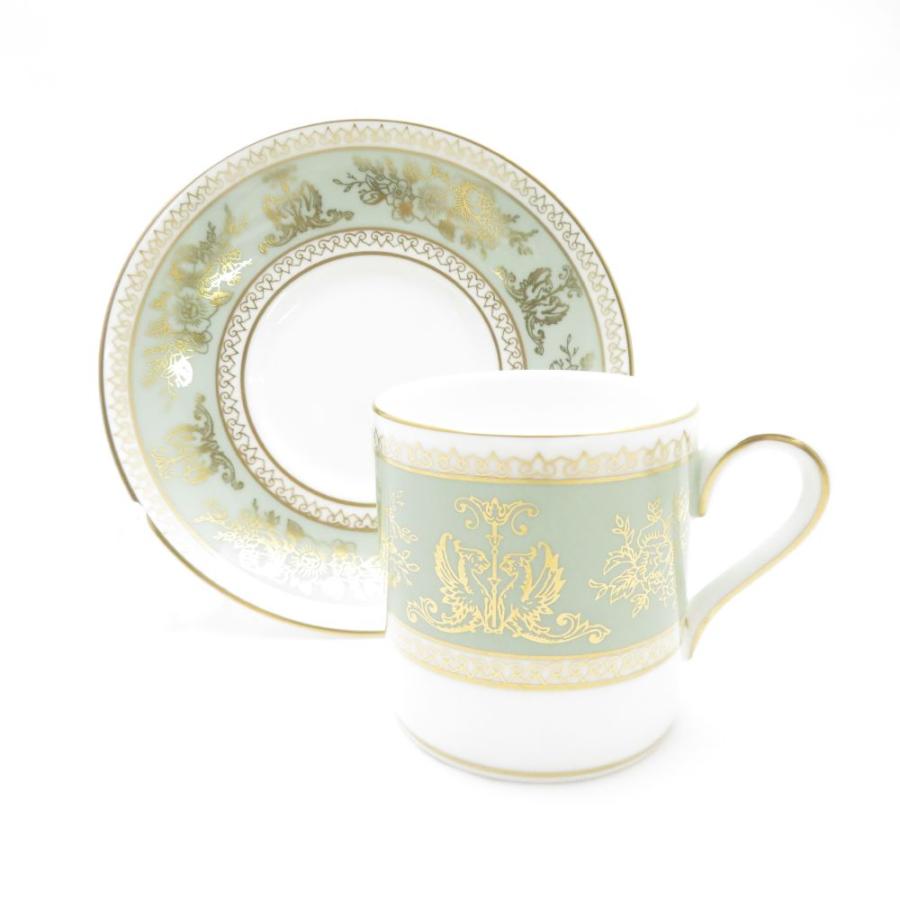美品 WEDGWOOD ウェッジウッド コロンビア セージ グリーン デミタスカップ＆ソーサー 2客 ペア コーヒー 珈琲 テーブルウェア SU12455C2の画像