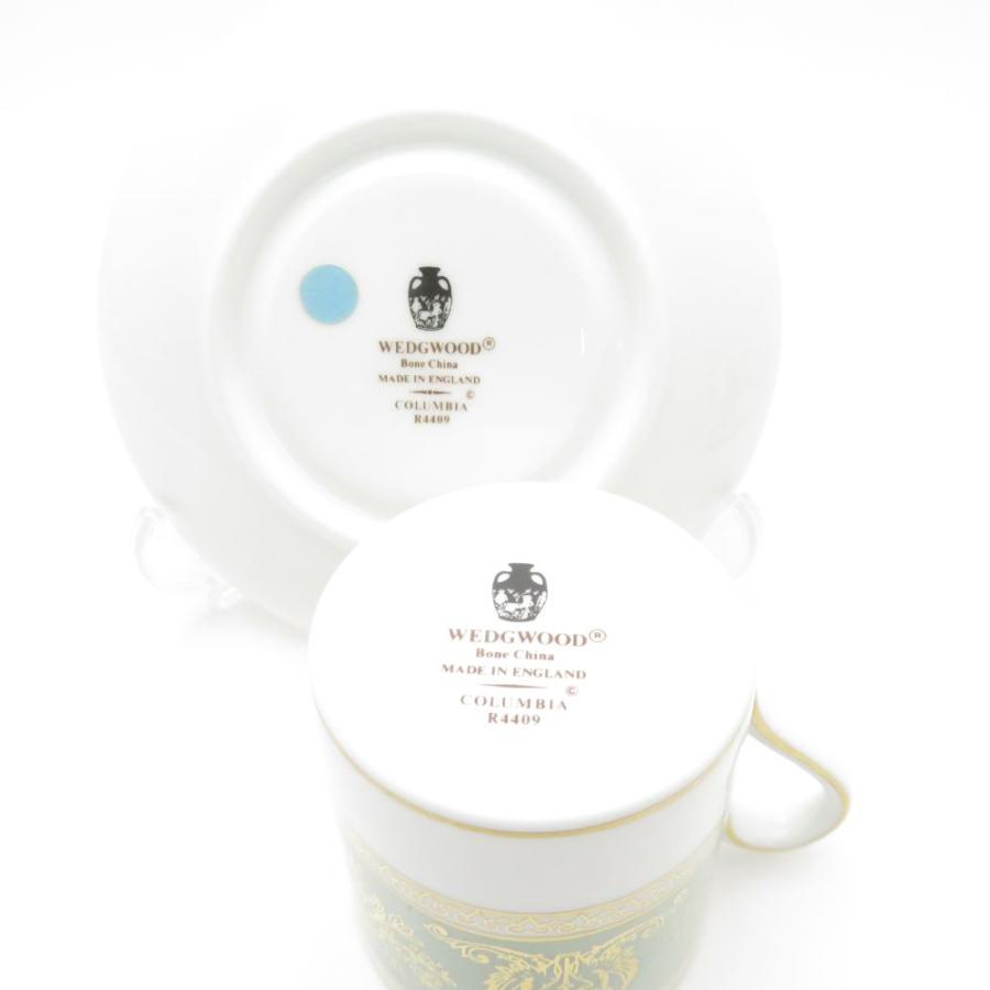 美品 WEDGWOOD ウェッジウッド コロンビア セージ グリーン デミタスカップ＆ソーサー 2客 ペア コーヒー 珈琲 テーブルウェア SU12455C2の画像