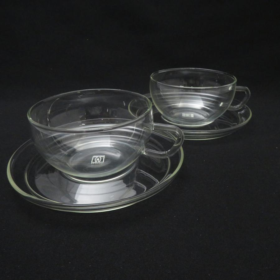 美品 JENAER GLAS イエナグラス カップ＆ソーサー 2客 耐熱ガラス ペア
