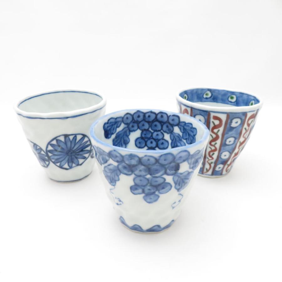 美品 源右衛門窯 染錦絵変り手造り 湯呑 5点 セット お茶 有田焼 和