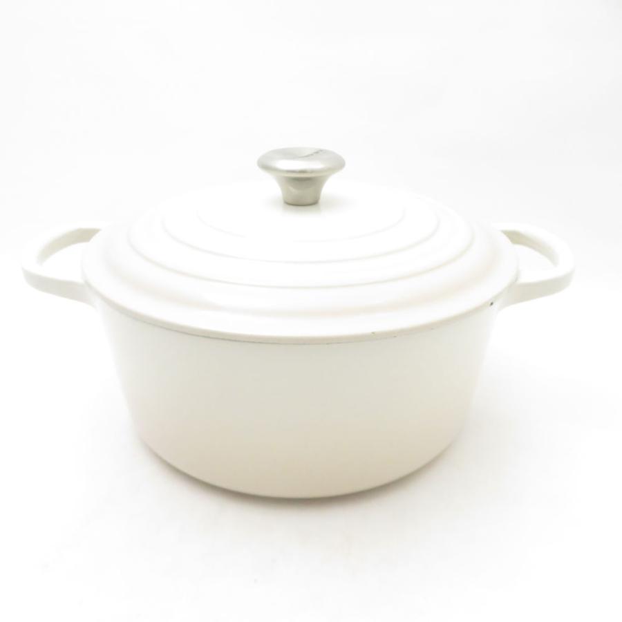 Le Creuset ルクルーゼ シグニチャー ココットロンド シルバーツマミ 両手鍋 鋳物ホーロー 22cm メレンゲ 3.3L 料理 調理器具 SU13680Zの画像