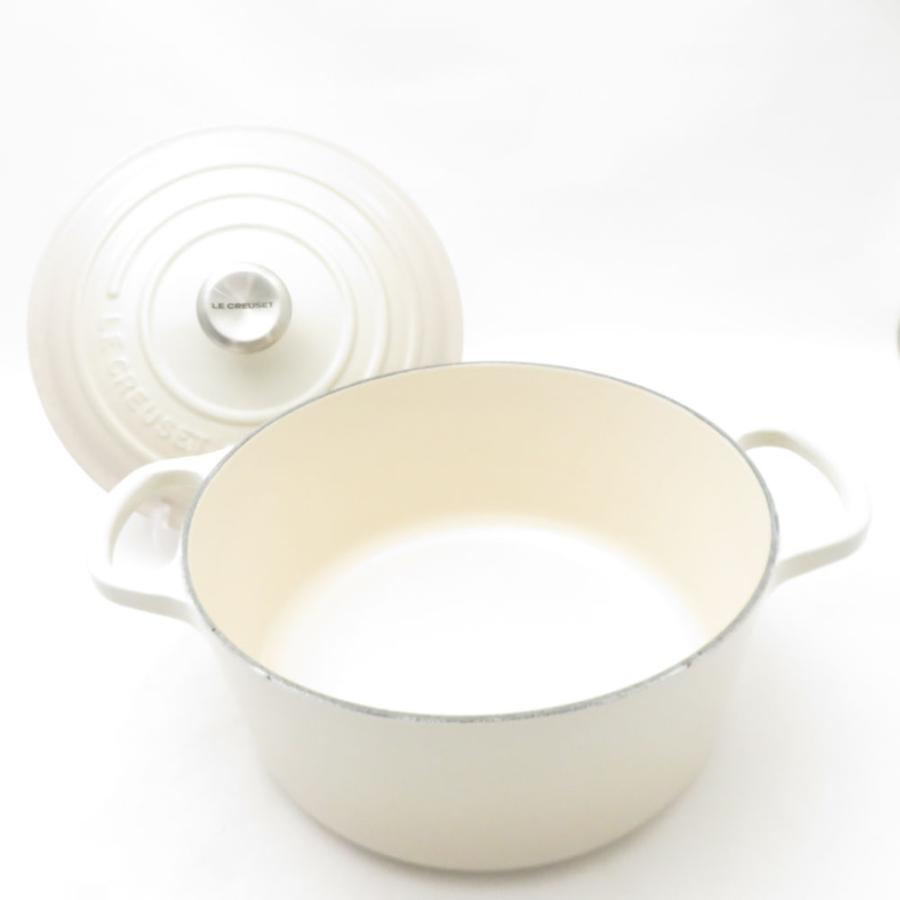 Le Creuset ルクルーゼ シグニチャー ココットロンド シルバーツマミ 両手鍋 鋳物ホーロー 22cm メレンゲ 3.3L 料理 調理器具 SU13680Zの画像