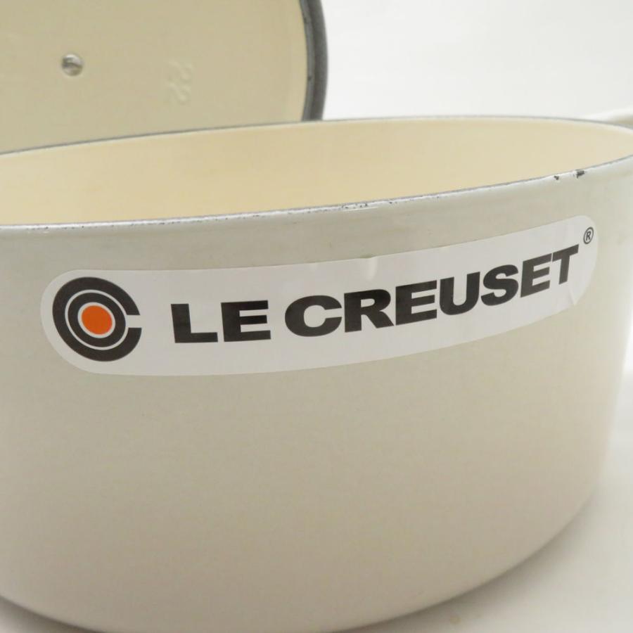 Le Creuset ルクルーゼ シグニチャー ココットロンド シルバーツマミ 両手鍋 鋳物ホーロー 22cm メレンゲ 3.3L 料理 調理器具 SU13680Zの画像