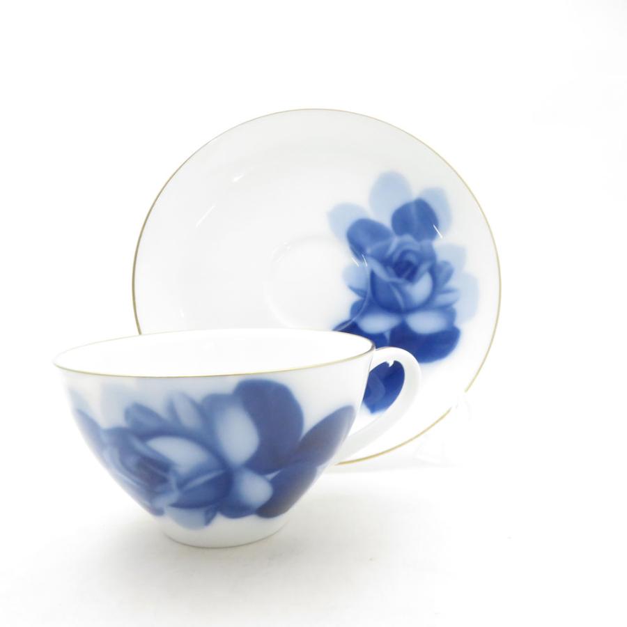 【2客セット】カップ&ソーサー OKURA 8211大倉陶園 ブルーローズ　金彩 大倉陶園 美品 OKURA ブルーローズ 8211 カップ＆ソーサー 2客 ペア