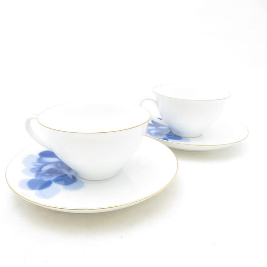 大倉陶園 美品 OKURA ブルーローズ 8211 カップ＆ソーサー 2客 ペア