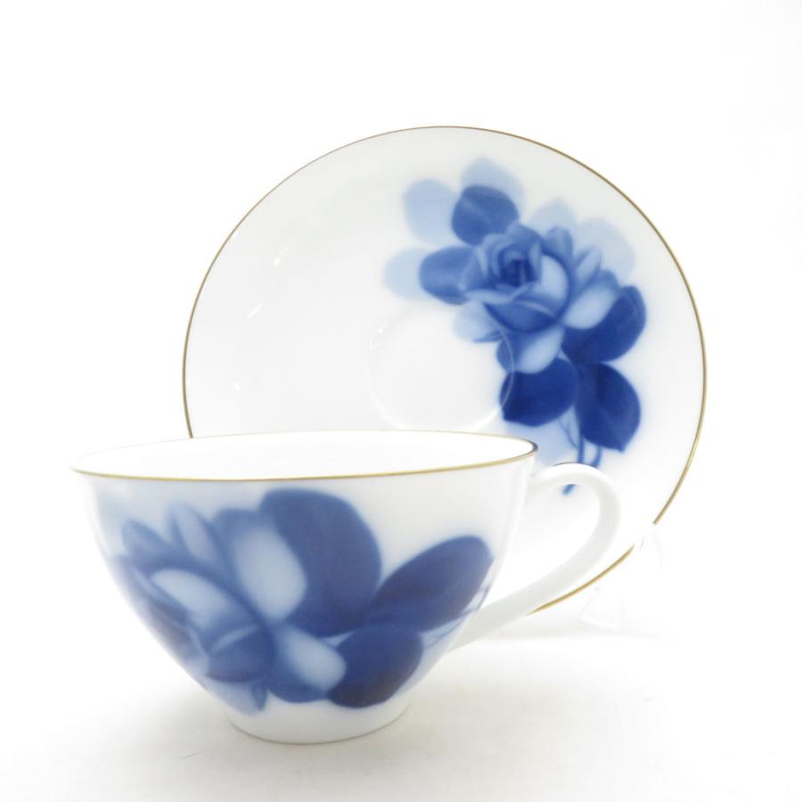 大倉陶園 美品 OKURA ブルーローズ 8211 カップ＆ソーサー 2客 ペア