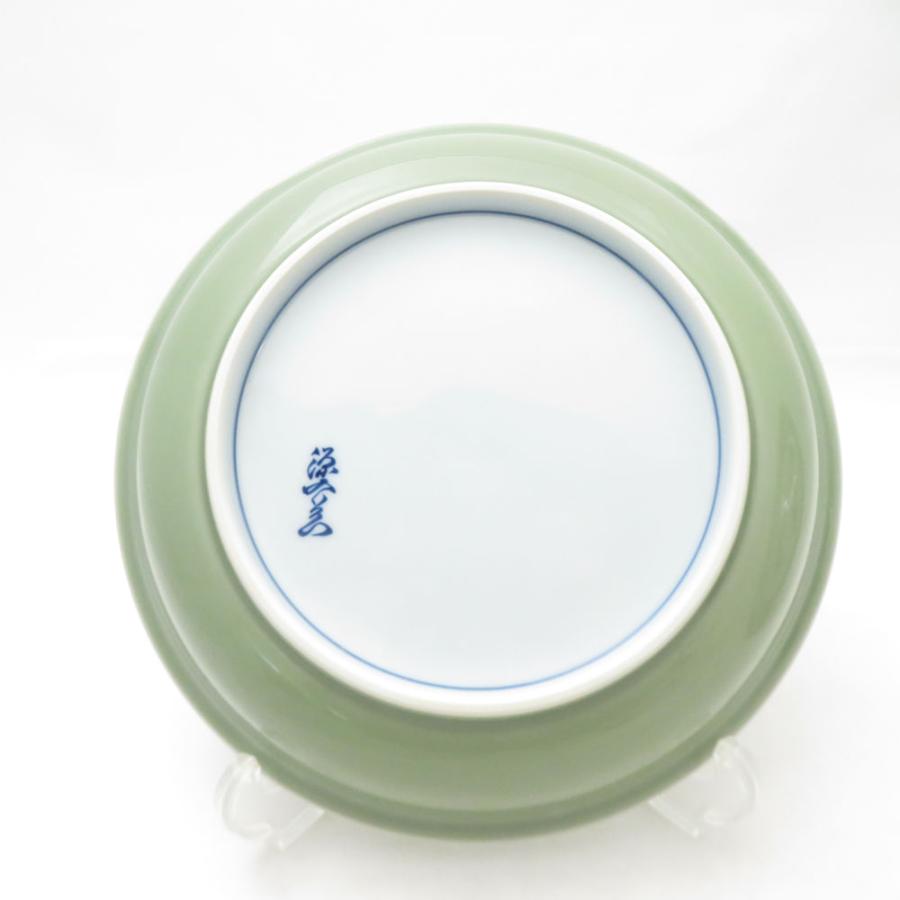 【未使用品】②源右衛門窯 青磁 木の葉文 ティファニー 19㎝ 深皿 2枚組 美品 源右衛門窯 青磁木の葉文 ティファニーコラボ 中皿 2枚 ペア 22cm