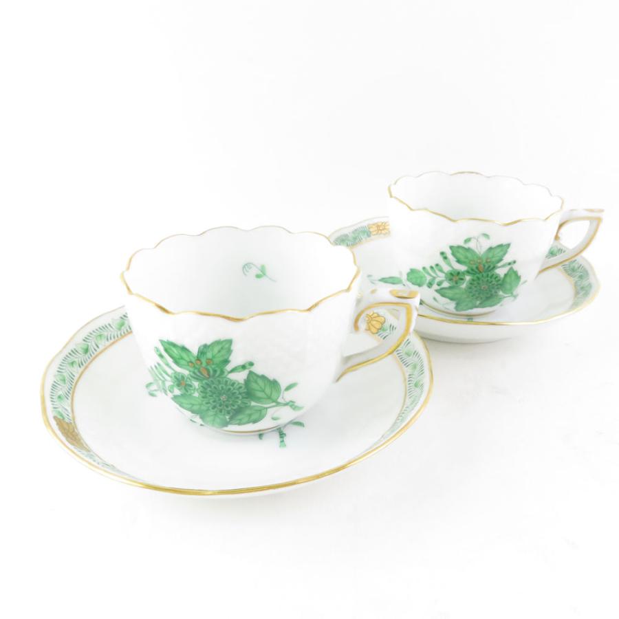 美品 Herend ヘレンド アポニーグリーン AV 711 コーヒーカップ 