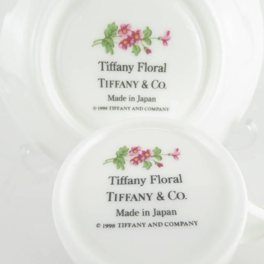 美品 TIFFANY＆Co. ティファニー デミタスカップ＆ソーサー 2客 ペア 花柄 フラワー 金彩 青 白 SU5895C｜uru-uru｜05