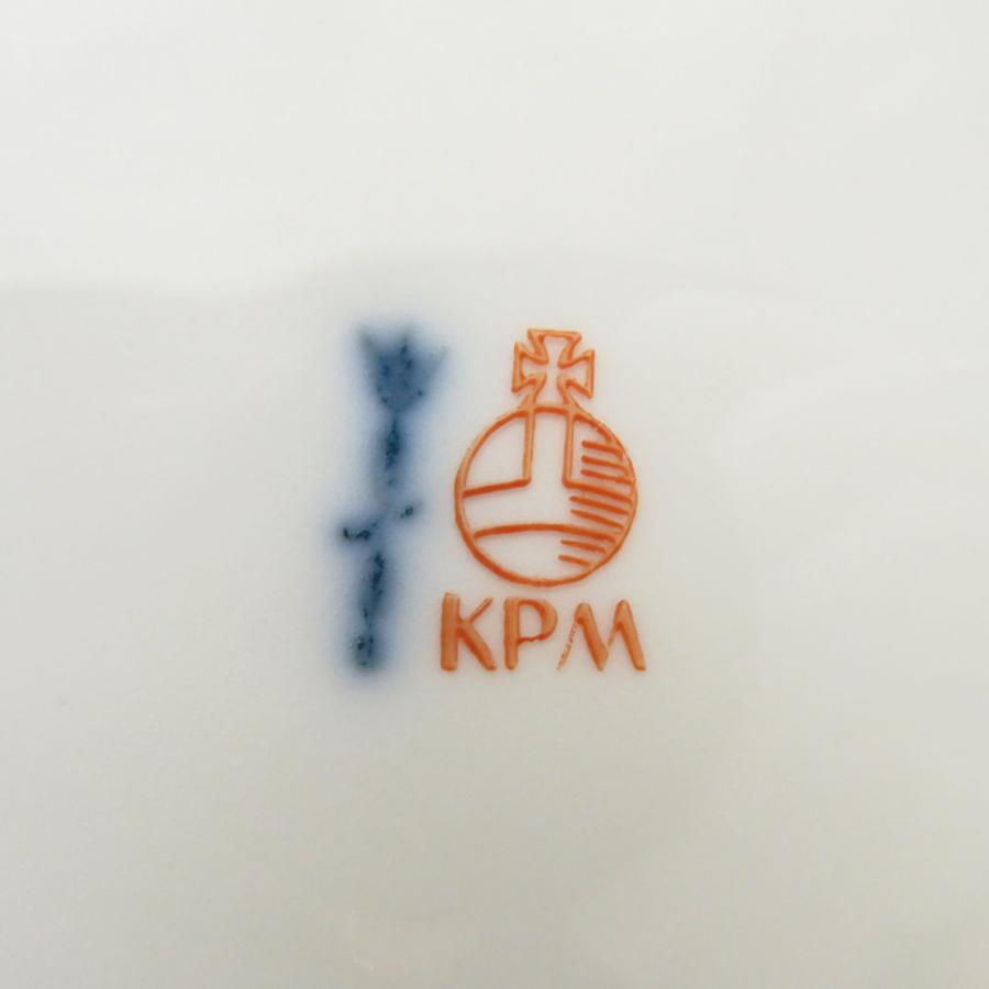 美品 KPM BERLIN KPMベルリン ロカイユ フラワーブーケ 中皿 19cmプレート 花 蝶 金彩 ケーキ デザート SU8310Uの画像
