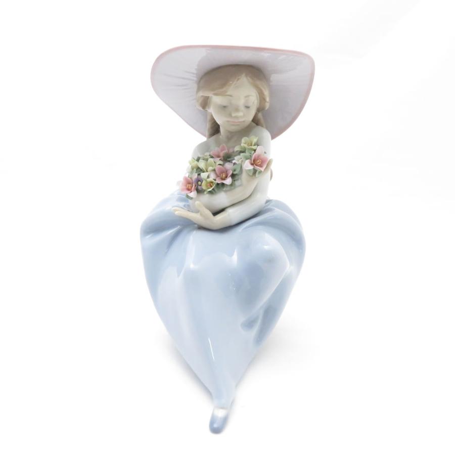 美品LIADRO リヤドロ 花の香りに包まれて フィギュリン 少女 人形置物