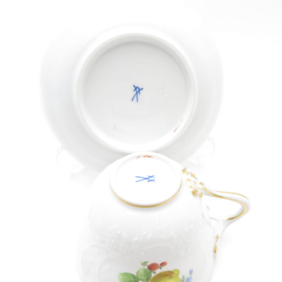 美品 MEISSEN マイセン 果物文様 (240210)3562 カップ＆ソーサー フルーツ レリーフ ティー コーヒー 金彩 SU8679H マイセン 美品 MEISSEN 果物文様 (240210)3562 カップ＆ソーサー