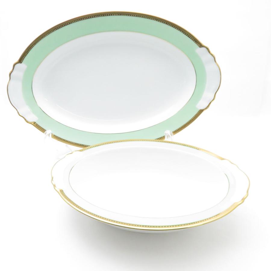 大倉陶園 美品 OKURA 1595 メイグリーン オーバル皿 2枚 セット 大倉陶園 美品 OKURA 1595 メイグリーン オーバル皿 2枚 セット