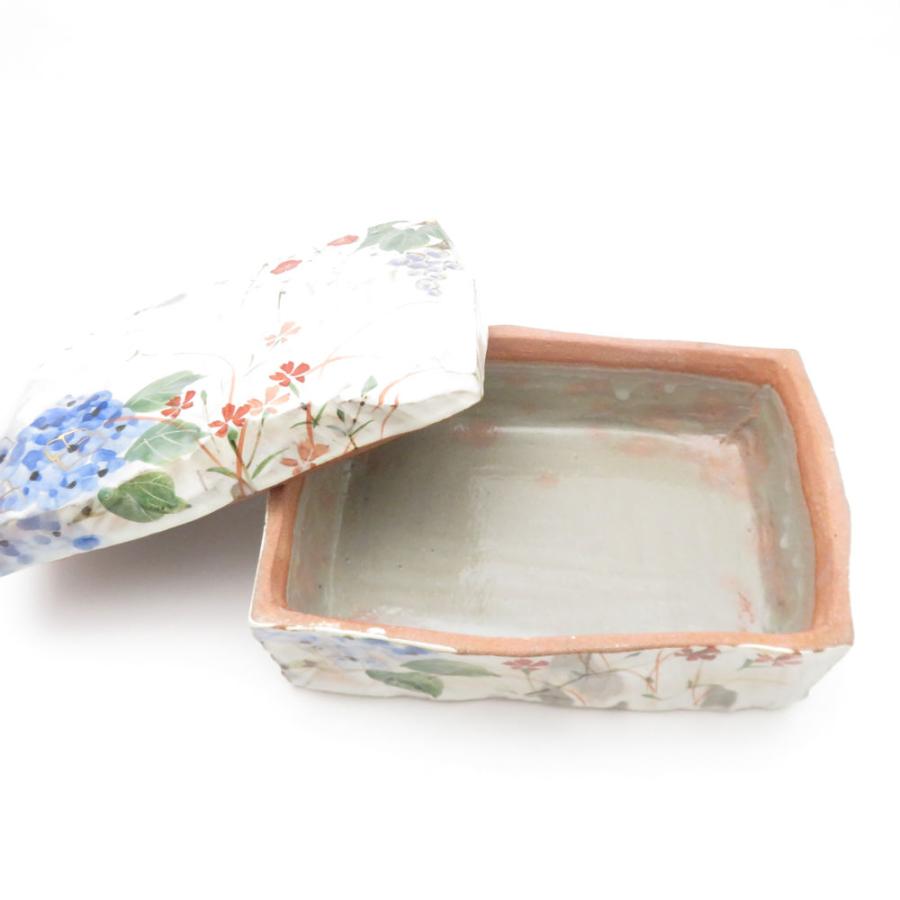 美品 京焼 俊山窯 「四季草花」 陶函 森俊山 陶器 小物入れ SY10348G 