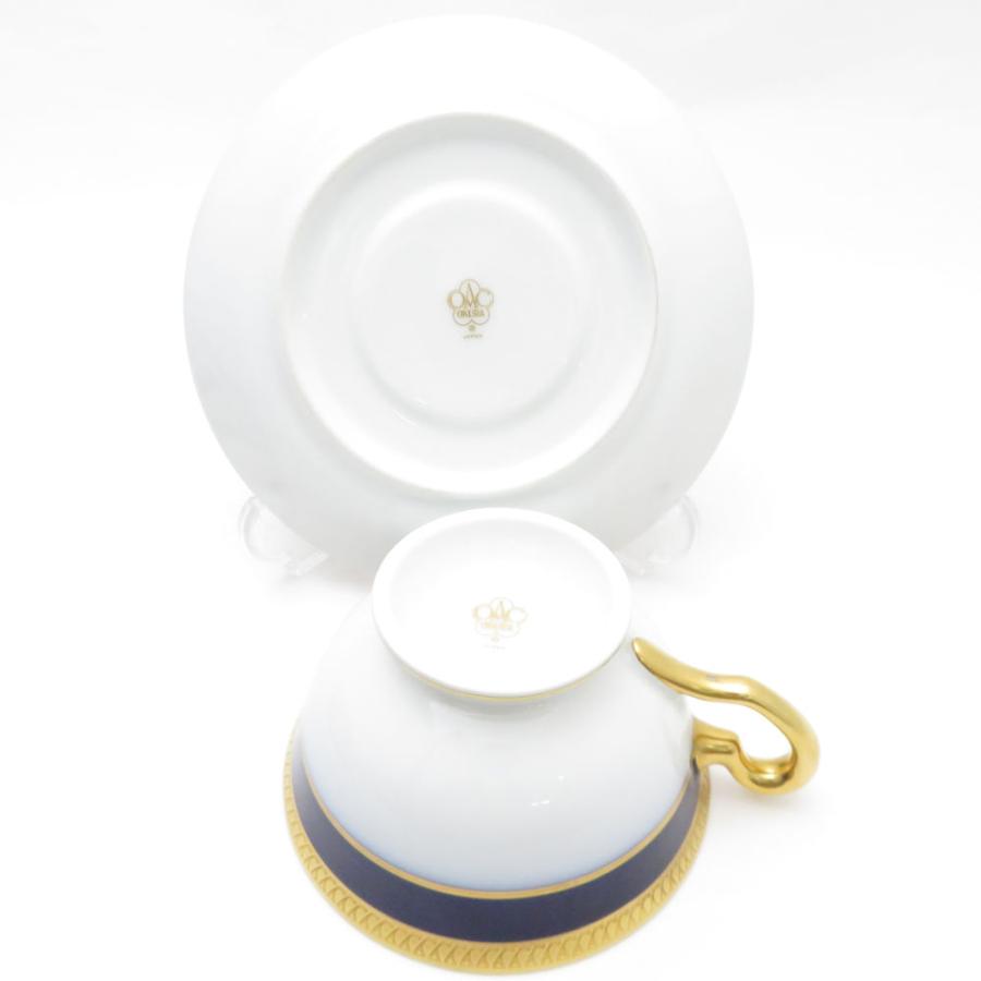 大倉陶園 美品 OKURA 瑠璃片葉金蝕 ティーカップ＆ソーサー 2客 ペア