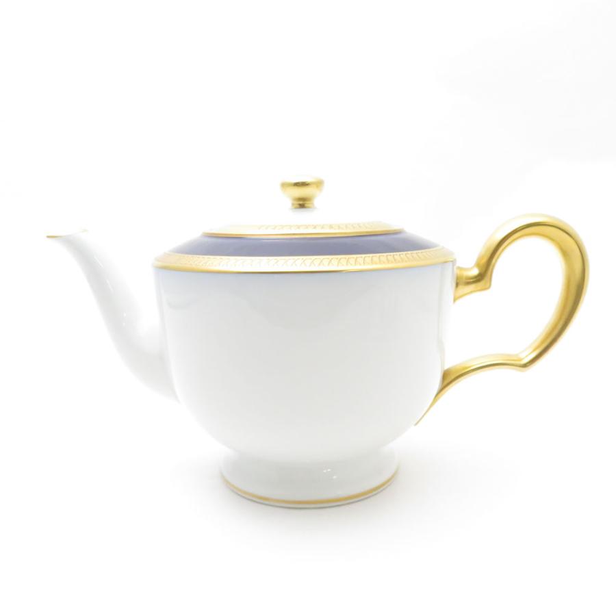 美品＊大倉陶園OKURA瑠璃片葉金蝕ティーポットシュガークリーマー