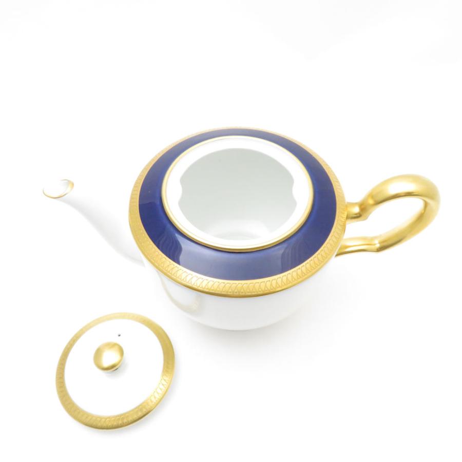 美品＊大倉陶園OKURA瑠璃片葉金蝕ティーポットシュガークリーマー