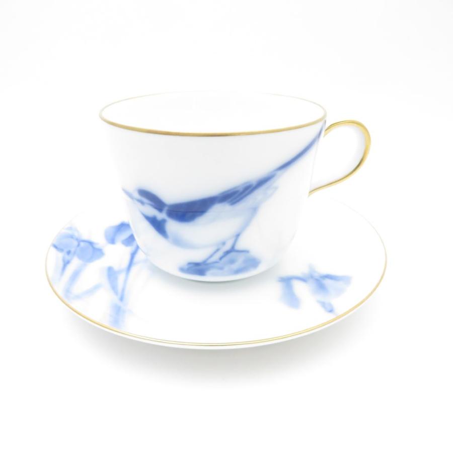 大倉陶園 美品 OKURA 花菖蒲と小鳥 モーニングカップ＆ソーサー