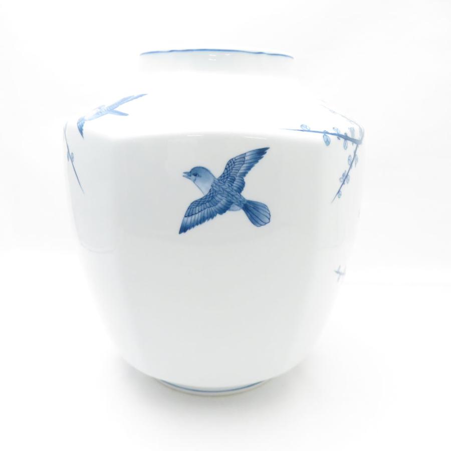 美品 有田焼 視行窯 花瓶 梅鳥 花びん オブジェ インテリア SY12152Z