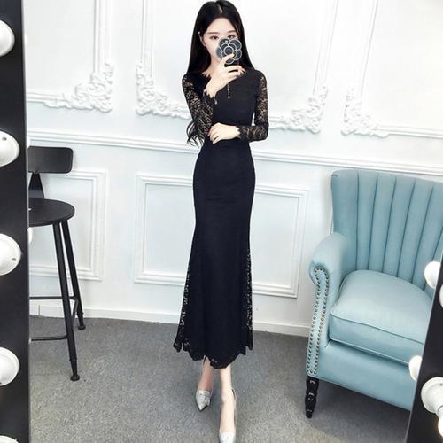 ワンピース ドレス 長袖 マーメードライン レース ロング丈 上品 ドレッシー 可愛い レディースファッションお呼ばれ カジュドレ Ds To 0048 Urubei 通販 Yahoo ショッピング