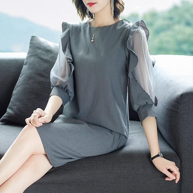 ワンピース パーティードレス ミニワンピース シースルー 袖フリルワンピース パーティー パーティドレス フリル 5分袖 7分袖 レデイス キレセク Op Kn 0052 Urubei 通販 Yahoo ショッピング