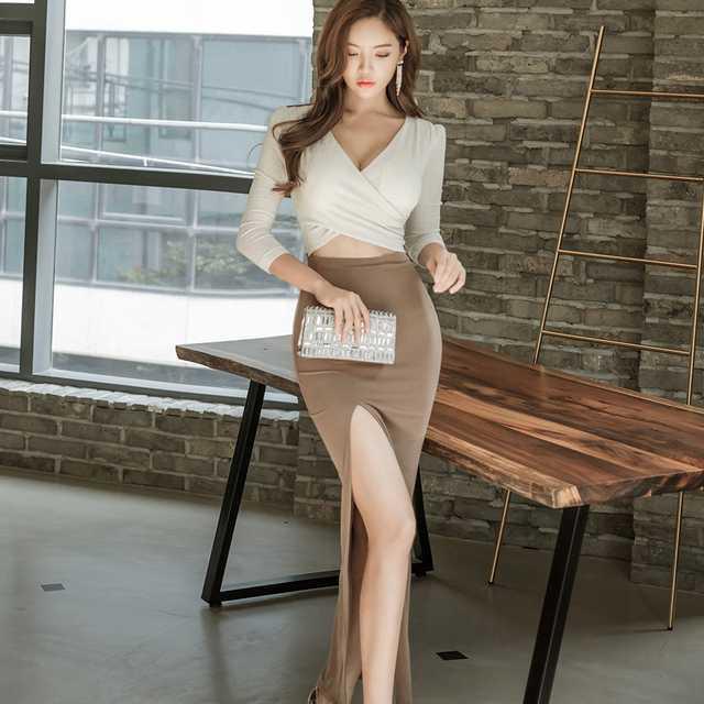 ワンピース レディース 七分袖 ロング丈 タイトワンピース Olワンピース オフィスカジュアルワンピース お出かけワンピース キレセク Op Kn 0055 Urubei 通販 Yahoo ショッピング