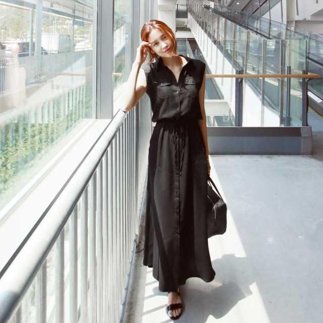 ロングワンピース シャツワンピース ワンピ ノースリーブ 袖なし トールサイズ トール ロング リゾート ロングワンピ キレセク Op Kn 0161 Urubei 通販 Yahoo ショッピング