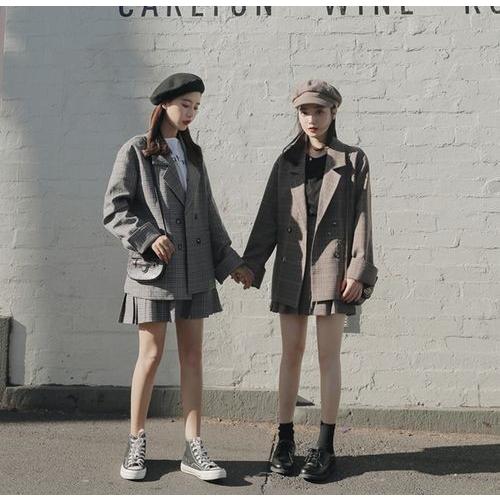 全２色 セットアップ チェック スカート ミニ丈 プリーツ ジャケット ガーリー 可愛い 韓国 オルチャン レディース Op Oo 0039 Urubei 通販 Yahoo ショッピング