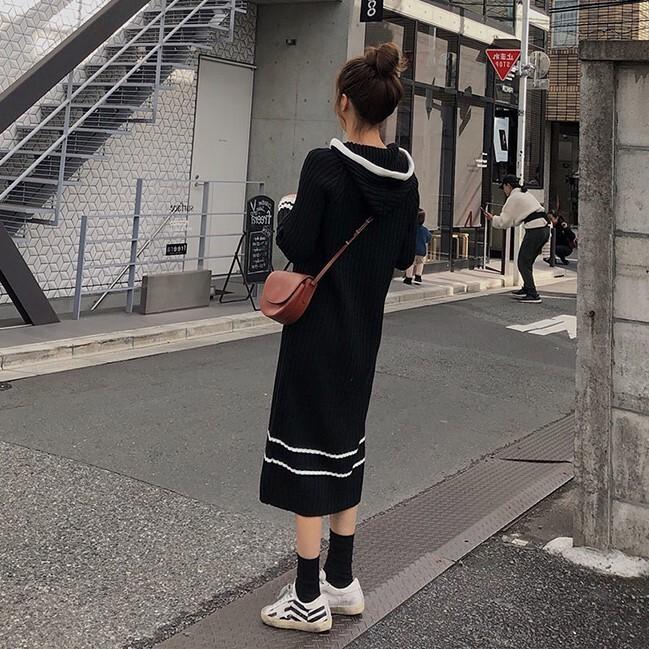 ワンピース レディース 秋 冬 春 カジュアル オルチャン ファッション コーデ シンプル セレカジ 代 フード付き かわ大 キレナチュ Op Ot 0232 Urubei 通販 Yahoo ショッピング