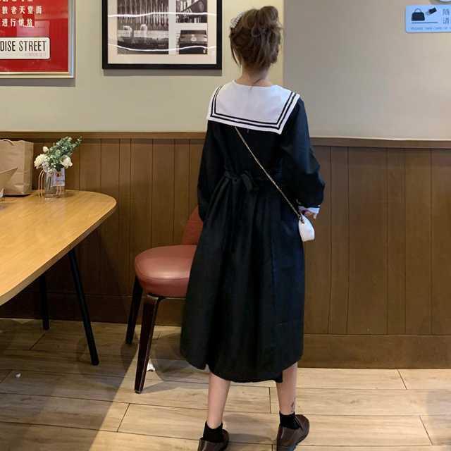 セーラー風ワンピース ワンピース レディース 長袖 セーラー服 ショートワンピース ショート丈 着痩せ 痩せ見え 大きめサイズ 夢かわ Op Tkk 0718 Urubei 通販 Yahoo ショッピング